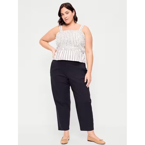 Old Navy Pants - Old Navy OGC Chino Tapered Straight Pants Women 2X Navy Elastic Waist StretchNEW